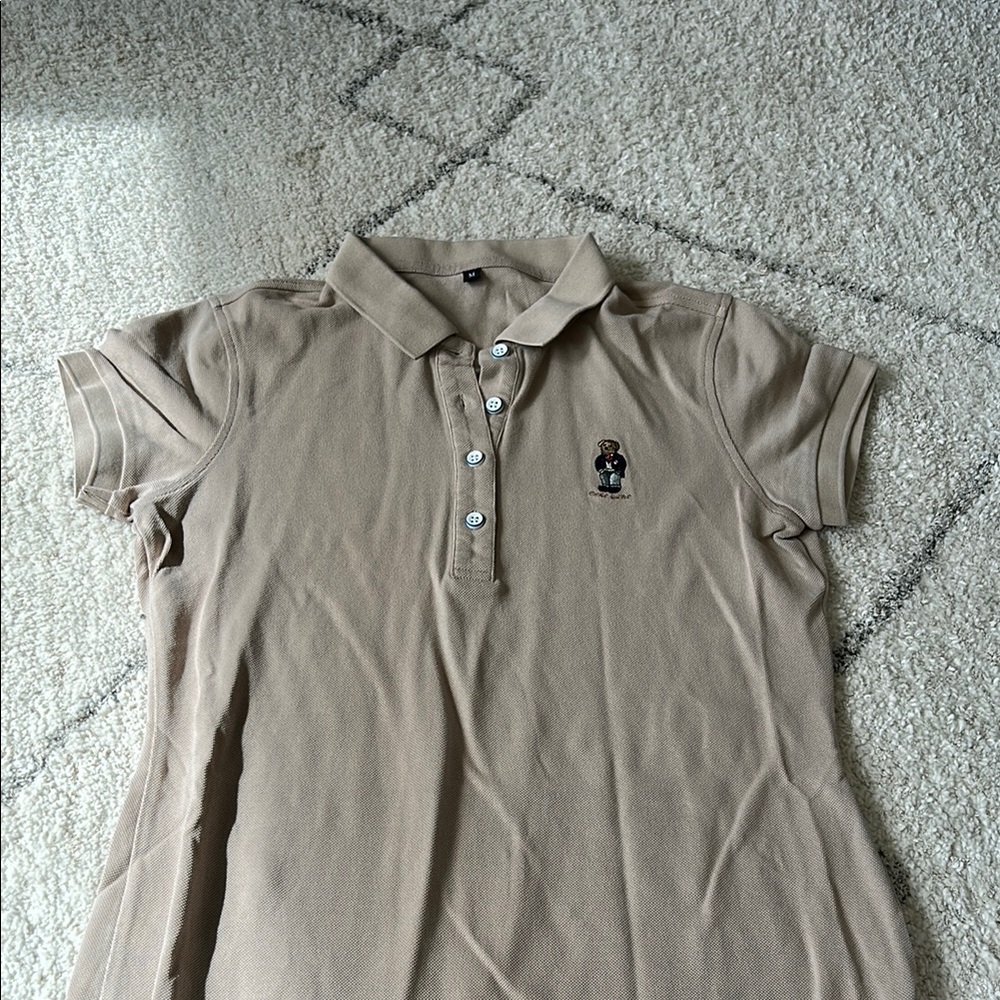 Gray Fitted Polo Button Down Short Sleeve Shirt